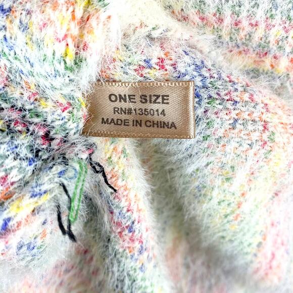 Janice Fuzzy Longline Cardigan Cream Southwestern Trim Fray Fringe Medium - Picture 11 of 14